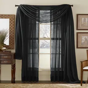 3pcs Set Of Sheer Curtains, Including 2 Curtains And 1 Window Scarf, Is Suitable For Living Rooms And Bedrooms 52*84 inch with 37 inch *217inch
