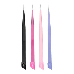 Double Headed Tweezers Multi-Use Tweezer Silicone Pressing Head Nail Clipping Tool Take Sticker Tape Crystal Tools
