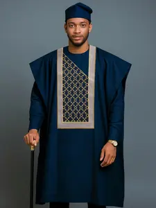 Men's African Style 3-Piece Set, Top Bottom Outer Robe Combo, Trendy New Arrival, Hot Selling Men's Fashion, Traditional