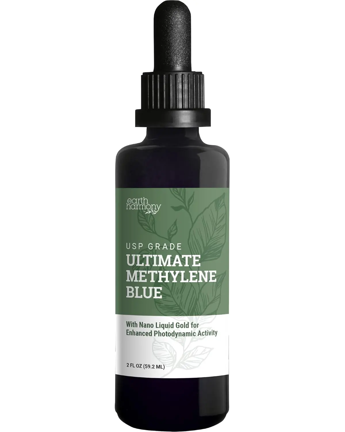 Earth Harmony Ultimate Methylene Blue 1% USP Grade Pharmaceutical Supplement with Dropper Nano Liquid Gold 2 Oz No Formaldehyde Healthcare Vitamin