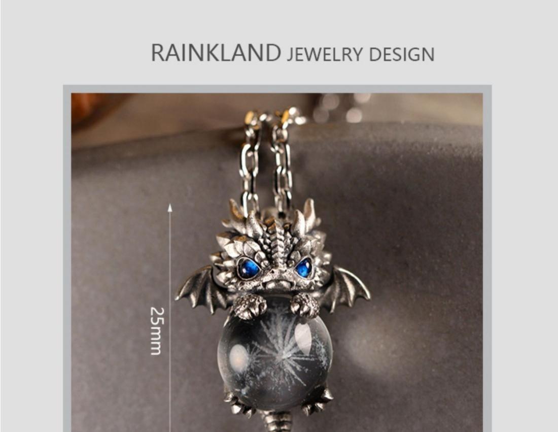 Cute Dragon During Retro Exquisite Couple Sterling Silver Necklace During Party Fashion July, Daily Clothing Decoration