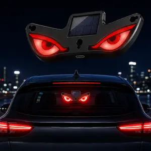 Solar LED Devil Eyes Car Decorative Warning Light - Automotive Interior Lighting Assembly Component