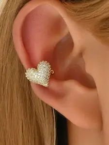 1 Pair of Zircon Heart Stud Earrings - Minimalist and Versatile Style - Non Piercing Earrings - No Piercing Required - Perfect for Women's Everyday Wear | A Lovely Gift for Mom | Ideal Mother's Day Present