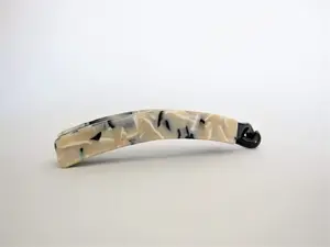 Slim black creme and beige marbled banana hair claw clip for fine hair
