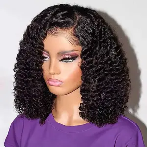 Seeget Short Bob Glueless Wigs Ready To Wear Deep Wave Curly Wigs Human Hair Wet and Wave 7x5 HD Lace Closure Wig For Women Pre Plucked 180%