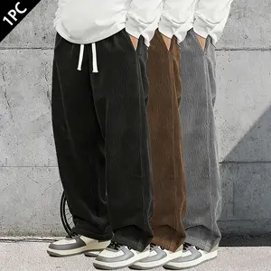 NERCAMN Men's Spring Corduroy Straight Casual Trousers, Fashionable High Street Versatile Sports Pants for Men