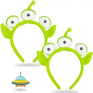 2 PCS  Cute Plush Three Eyes Alien Headband for Theme Party Cosplay Girls Kids and Women Lightweight Comfortable Universal Size Accessory