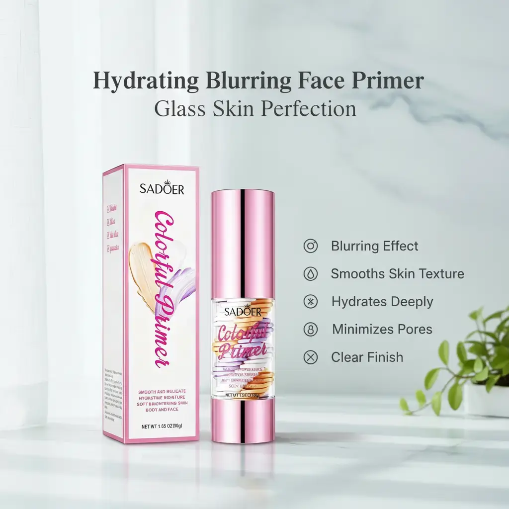 Blurring Face Primer | 3-in-1 Smoothing Makeup Base for Clean Girl Aesthetic | Hydrating Pore Eraser | Transparent Finish for Glass Skin Priming Lightweight