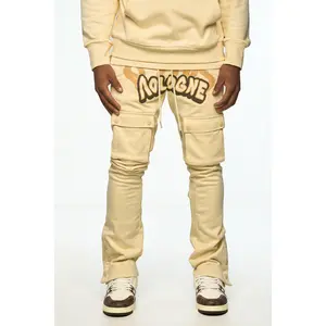 AOLOGNE LEAVE ME AOLOGNE CREAM STACK JOGGERS (CREAM)