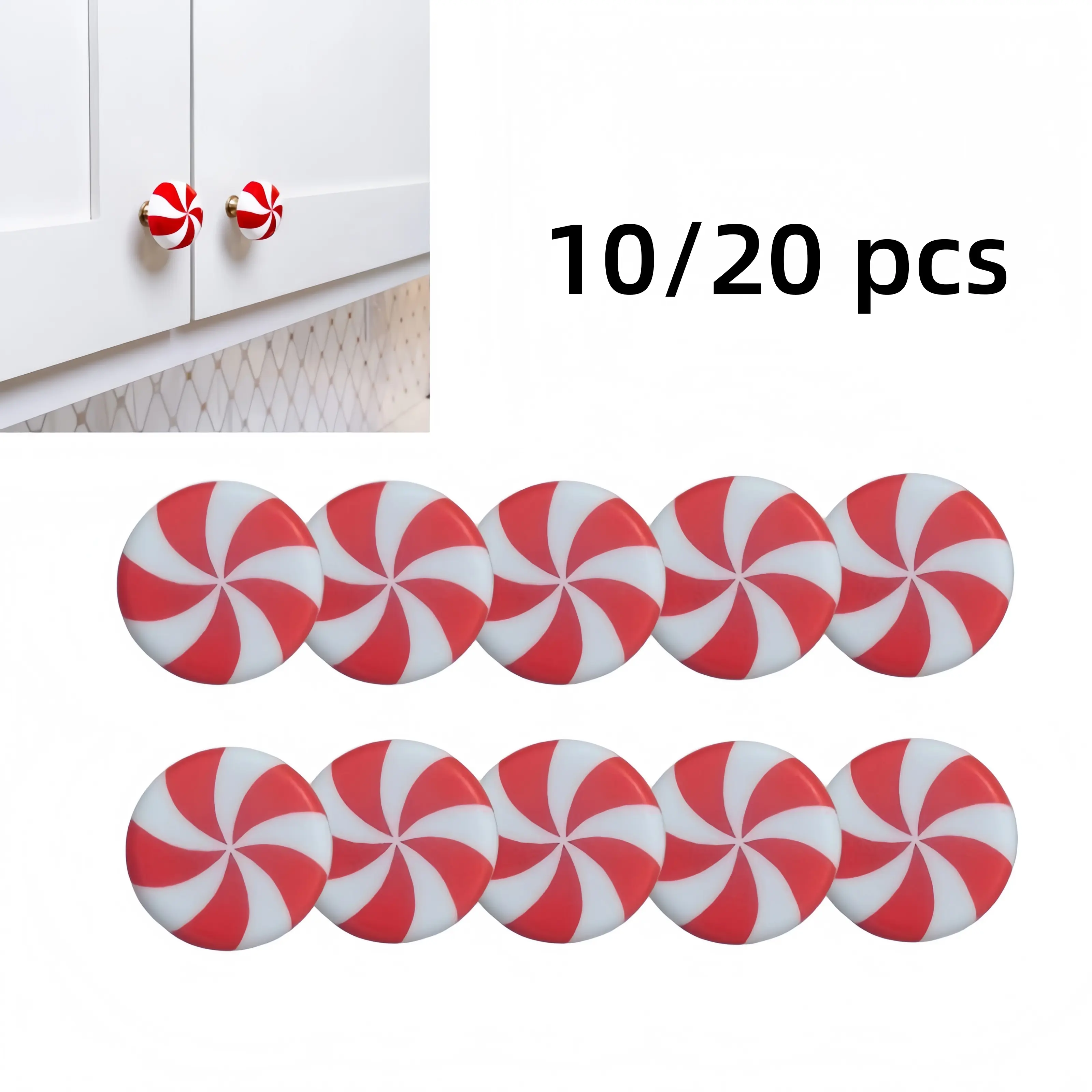 [Back to School]Christmas 5‑Petal Candy Design Door Handle Protector Covers , Adorable Xmas Holiday Decor Supplies for Indoor Home Party Decoration, festive ornaments for cabinet & door handles, build warm winter holiday vibes for family gatherings‑MM1