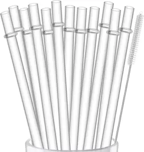 ALINK 12-Pack Reusable Plastic Clear Straws, 13 Inch Extra Long Tumbler Straws 1