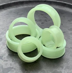PAIR of Unique Glow in the Dark Silicone Double Flare Tunnels - Gauges 1&1/8" (29mm) up to 2" (51mm)