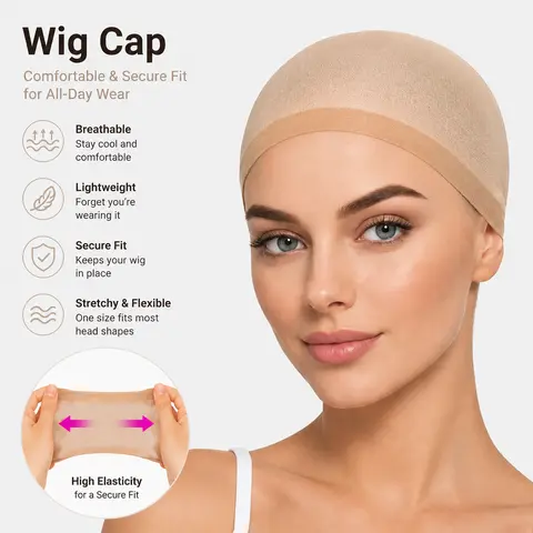 Wig Caps | Wig Caps for Women Beige Wig Cap 2 Pieces in One Pack