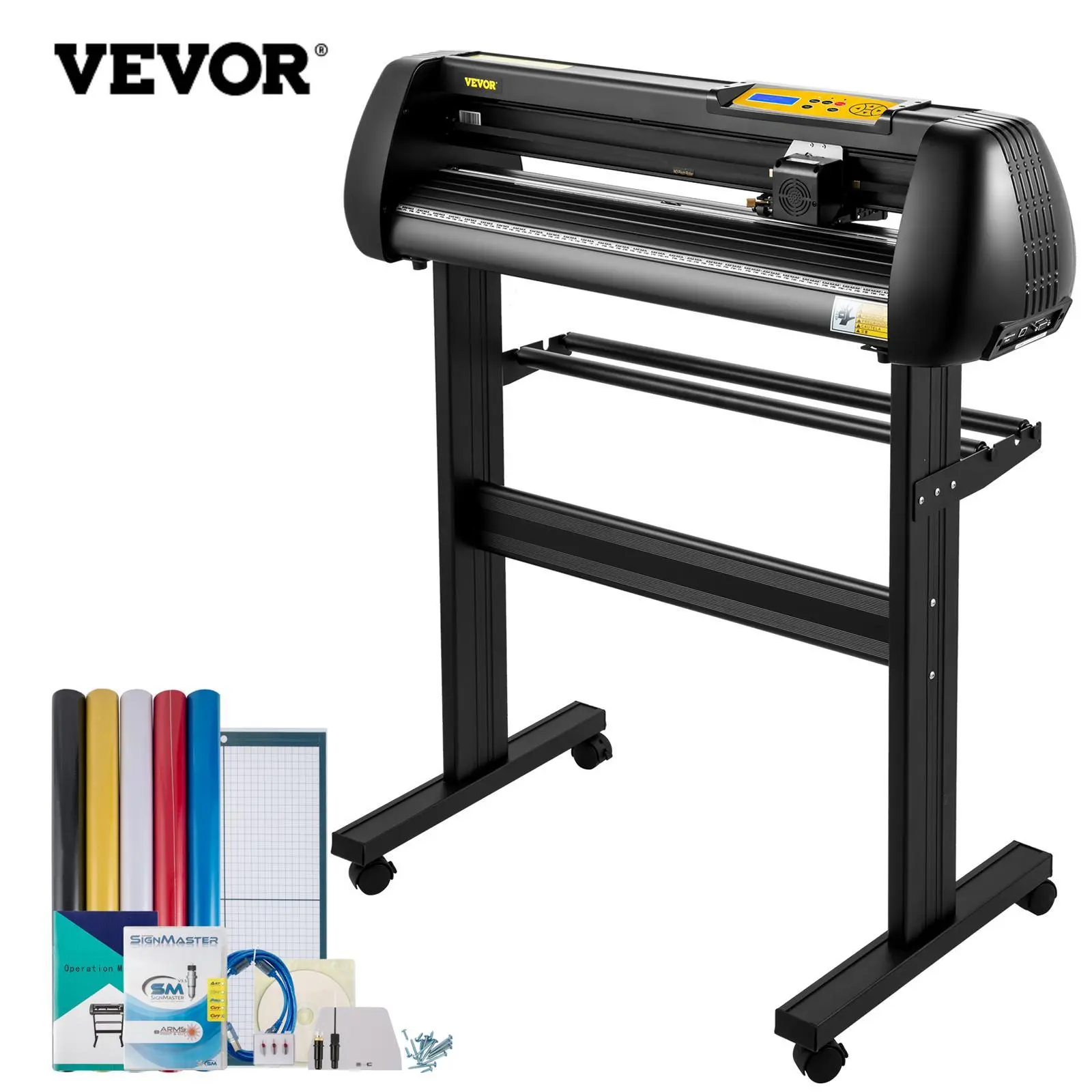【Summerfinds】VEVOR Vinyl Cutter Machine, Upgraded 28 Inch Paper Feed Cutting Plotter Bundle, Adjustable Force & Speed Vinyl Printer with Powerful Stepper Motors, Signmaster Software Compatible with Windows System, High Precision Cutter, Precision Cutting,
