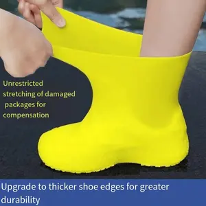 A Pair Of Outdoor Latex Shoe Covers - Waterproof, Anti-Slip, Reusable, Suitable For Both Men And Women, Durable, Easy To Clean, Ideal For Wearing During Rainy Outdoor Activities.