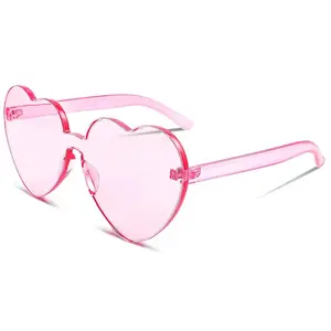 FEISEDY Rimless Heart Shaped Sunglasses Women One Piece Fashion Love Glasses B2419