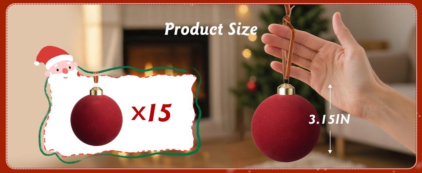 Brightown 15 Pcs Red Velvet Christmas Valentines Balls, 3.15 Inch Velvet Ornaments for Christmas Tree, Christma Tree Flocked Ornaments Balls for Family Holiday Wedding Party Xmas Hanging Decoration Brightown 15 Pcs Red Velvet Christmas Valentines Balls, 3.15 Inch Velvet Ornaments for Christmas Tree, Christma Tree Flocked Ornaments Balls for Family Holiday Wedding Party Xmas Hanging Decoration