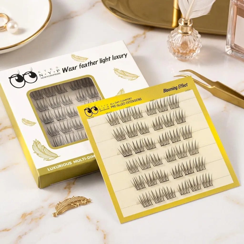 DIY Pre-Glued Lash Clusters - Waterproof, Multi-Dimensional False Eyelashes for Quick Salon-Quality Application with Natural Luxe Effect,  Natural Lash Clusters Spiky Eyelash Extensions Wispy Individual Lashes Manga Eyelash, Daily,  Flawless