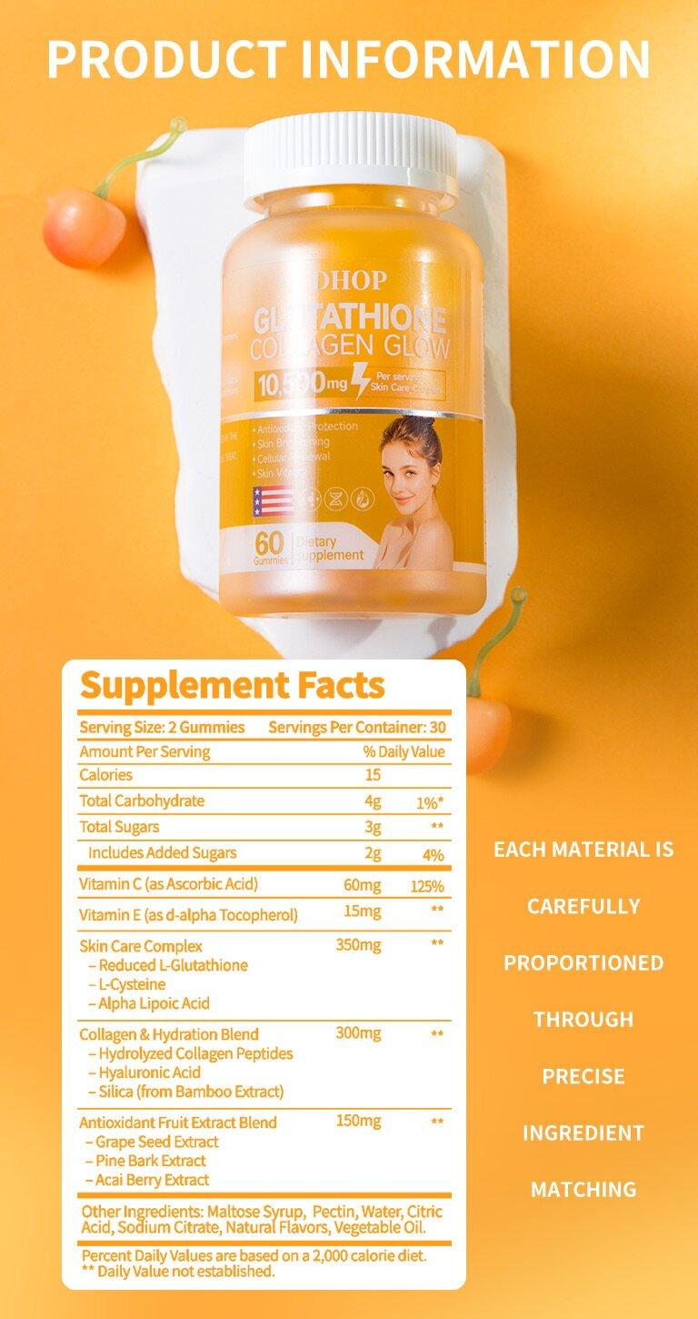 Tired of Dull Skin?  Try DHOP Glutathione Collagen Gummies | 10,500mg for Instant Skin Glow