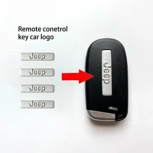 10Pcs 14mm 37mm*7mm Car Remote Key Fob Emblem Aluminium Badge Sticker Replacement Decorative Accessories For Jeep Grand Cherokee Wrangler JK Gladiator Compass Renegade Wagoneer Avenger Recon Patriot Liberty Commander Trailhawk