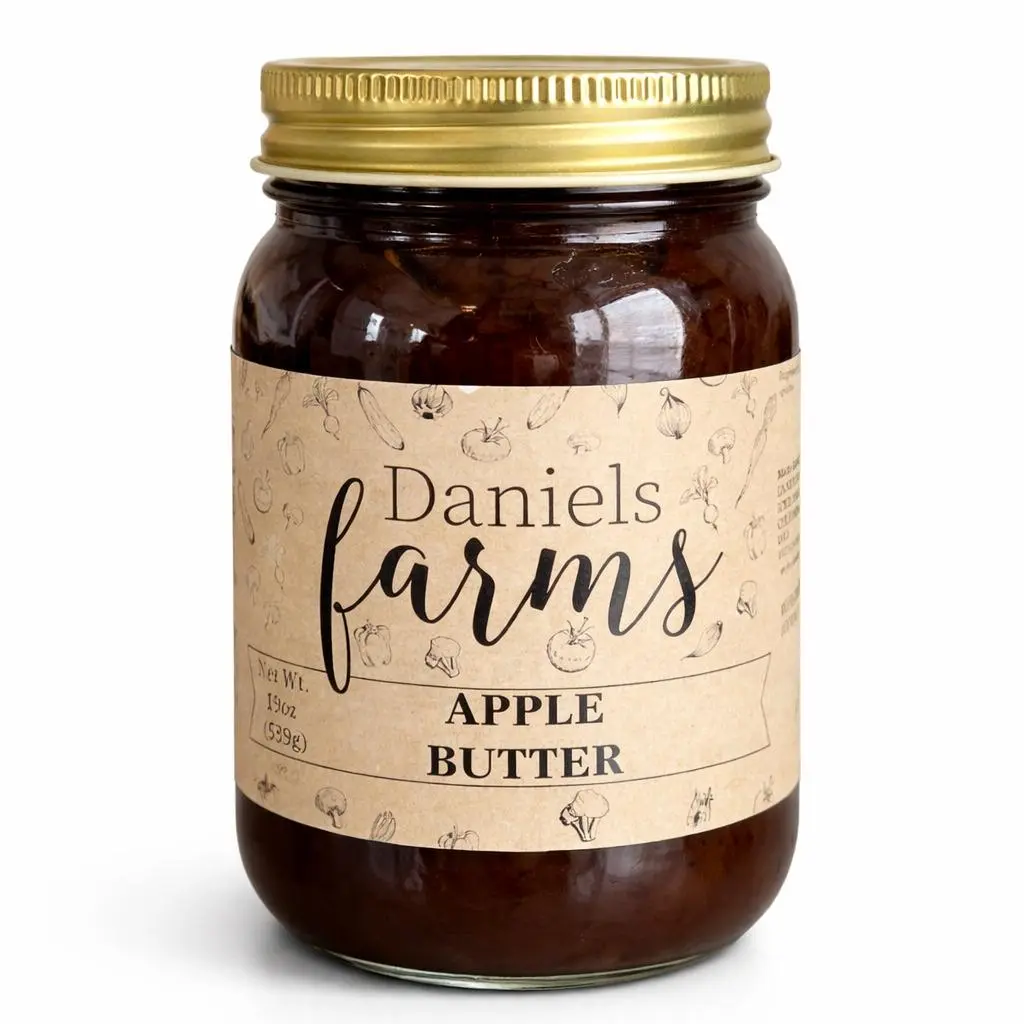 Daniels Farms Apple Butter - Locally Sourced Thick Smooth Deep Apple Goodness Pantry Staple 13oz Gently Simmered for Perfection