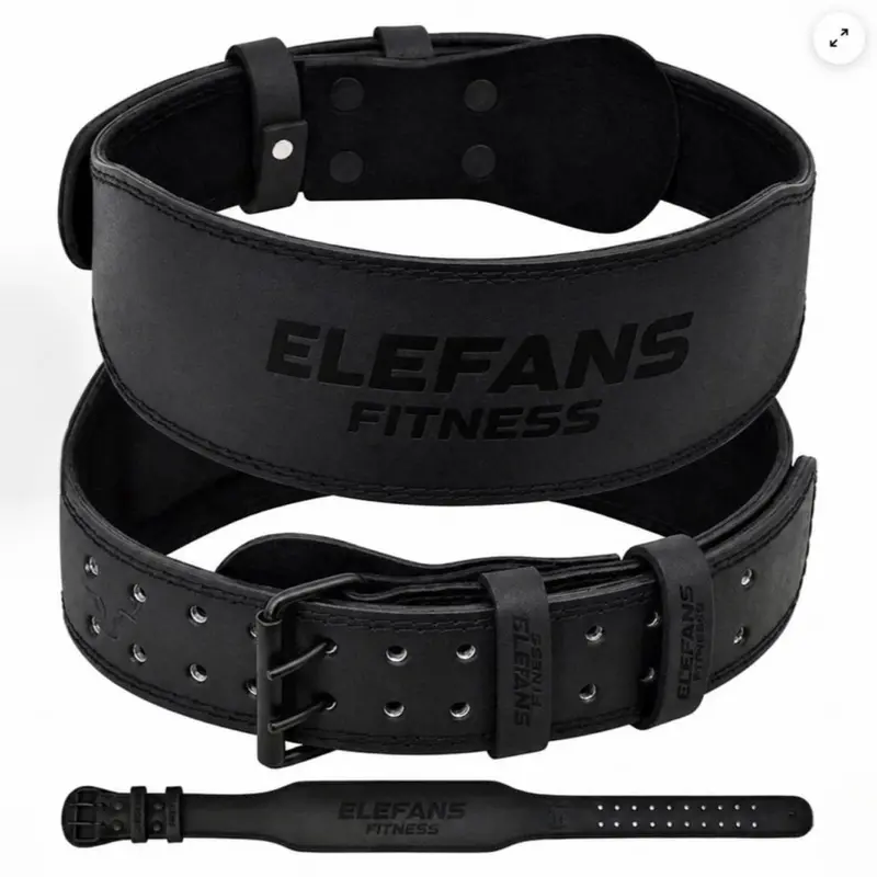 Elefans 4-Inch Premium Leather Weightlifting Belt | Genuine Leather Double Prong Gym Belt for Squats, Deadlifts & Strength Training