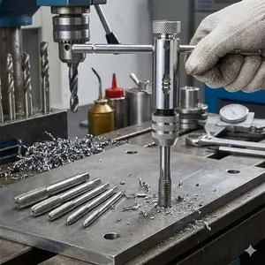 Adjustable T-Handle Ratchet Tap Wrench Set, 6pc M3-M8 Metric for Precision Threading. Heavy-Duty Metalworking Tools, Automotive Repair Kit with Non-Slip Grip, Durable Multi-Size Hand Tools for DIY Projects.