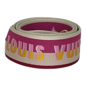 Pre-owned Louis Vuitton Fabric small leather goods Guitar Strap Pink and White Not Adjustable