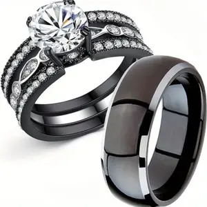 Couple's Luxury Ring Set - Exquisite Artificial Zircon, Unisex For Men & Women, Holiday Gift