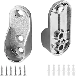 2 Pack Oval Closet Rod End Supports, Zinc Alloy Wardrobe Bracket Closet Rod Holder Pole Socket Fit for 15x30mm Oval Rods (3 Mounting Hole)