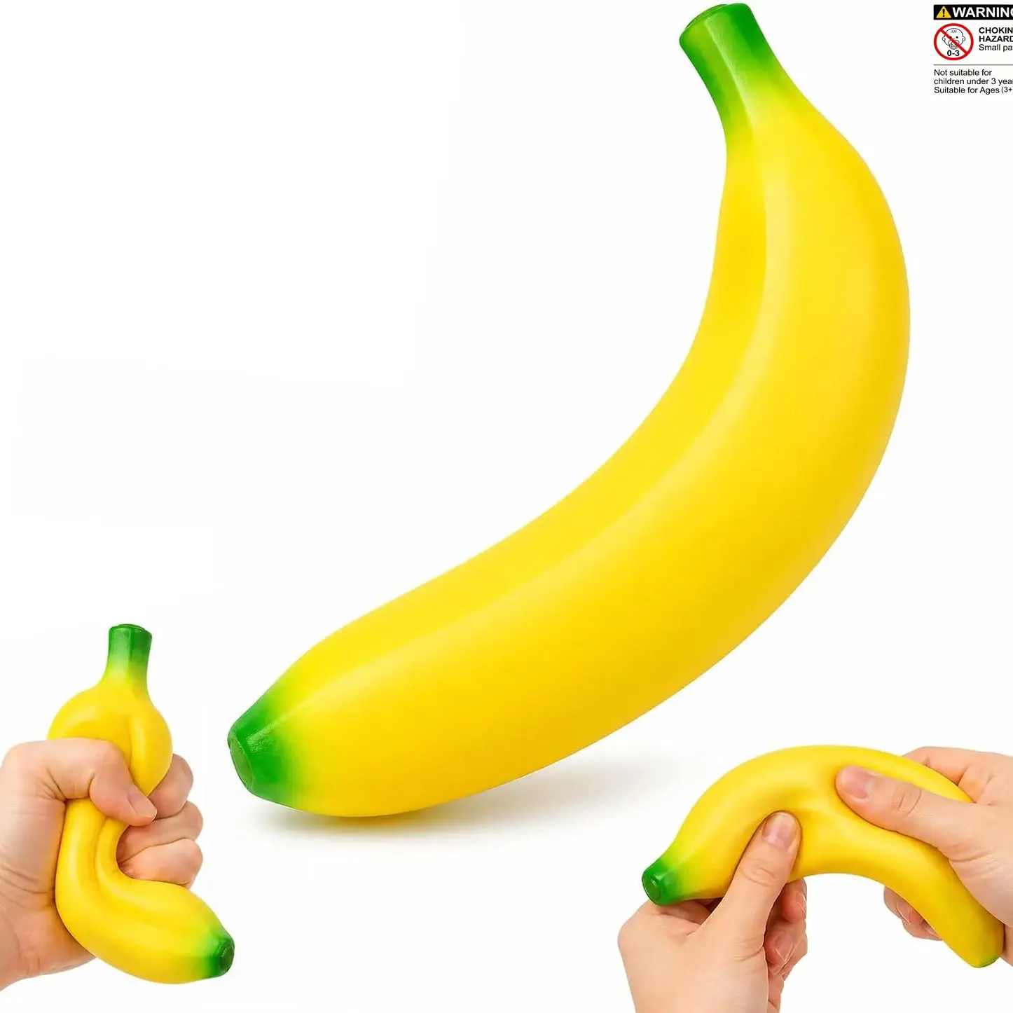 Fake Banana Stress Relief Fingertoy Fidget, Soft PU Foam Desk Accessory, Lightweight Decompression Squeeze Fidget for Adults, Novelty Office Decor & Relaxation Tool