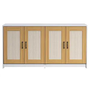Garvee Double Cat Litter Box Enclosure for 2 Cats with Large Wooden Hidden Cabinet, 2 Sisal Scratching Doors, Sliding Trays, Storage, and Modern Multi-Purpose Stand in White, Easy to Clean