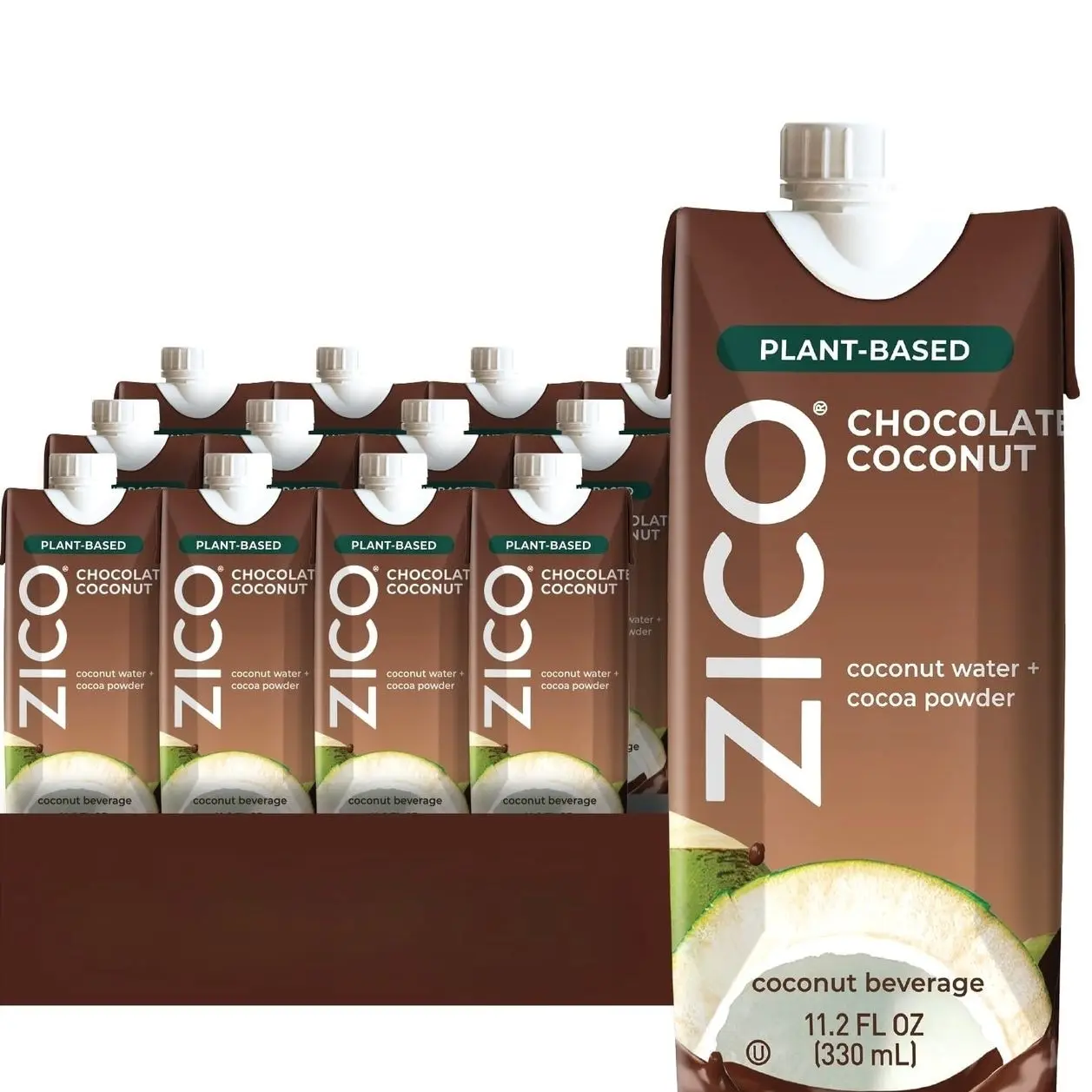 Zico Chocolate Coconut Water, Dairy-free, Plant-based, tastes like Chocolate Milk, 11.2 Fl Oz (Pack of 12)