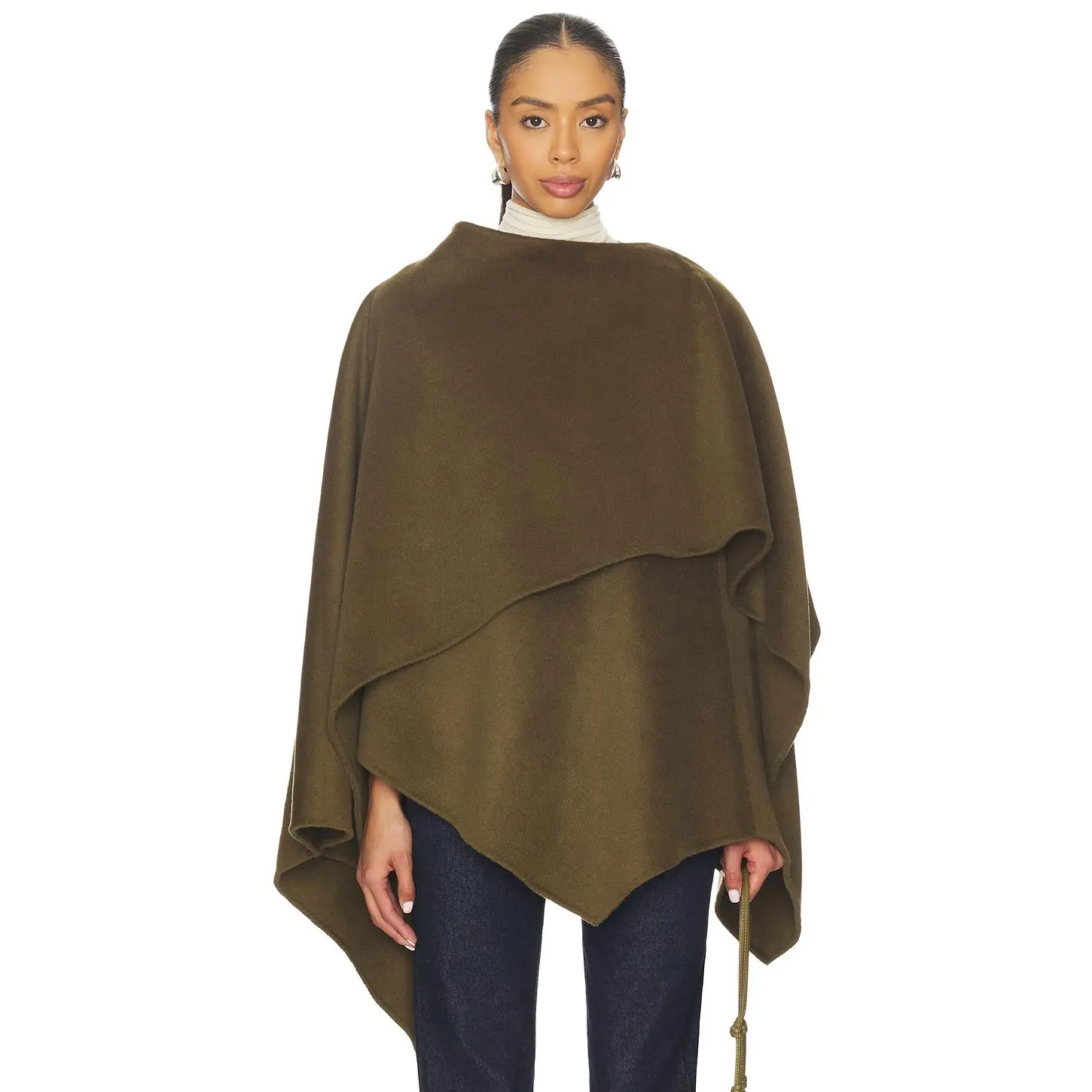 L'Academie Kye Wool Cape in Olive