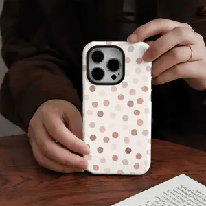 HD Full Print Phone Case Protector, Aesthetic Simple Polka Dot Pattern, Soft Inner Layer + Hard Shell Dual Protection, Anti-Yellowing Durable, Fits iPhone 11-17 Pro/max/plus