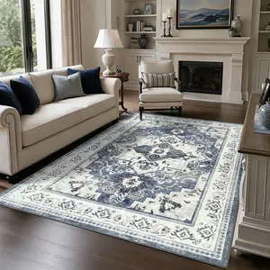 Washable Area Rug, Soft Non Slip rug for Living Room, Machine Washable Indoor Floor Rug for Kids Pets Bedroom Dining Room Home Decor