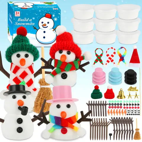 Christmas Sale 10-Pack Christmas Crafts for Kids, Snowman Building Kit, Christmas Stocking Stuffers for Girls, Boys, Children’s DIY Kit Snowman Decoration Creative Ultra-Light Air-Drying Clay Holiday Gifts Ornaments for Kids Student Gifts