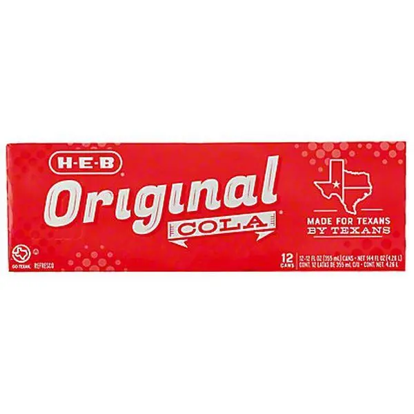 H-E-B Original Cola 12 Pack Cans Classic Taste Made for Texans by Texans Sugar & Water Ingredients