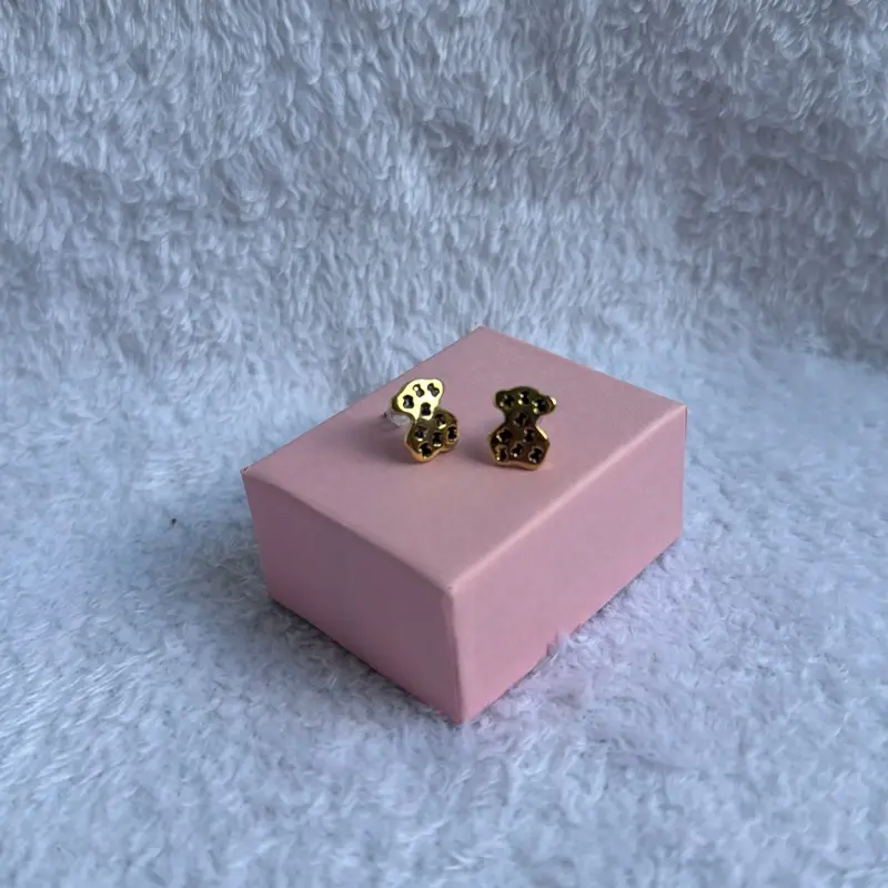 Stainless Steel Bears Stud Earrings - Simple Design with Bear Head and Tail, Featuring Two Variants