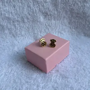 Stainless Steel Bears Stud Earrings - Simple Design with Bear Head and Tail, Featuring Two Variants