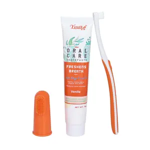 Pet Toothpaste and Toothbrush Set Cat and Dog Dental Cleaning Set Gentle Tartar Removal Anti-Bad Breath Oral Care Essential for Pet Owners