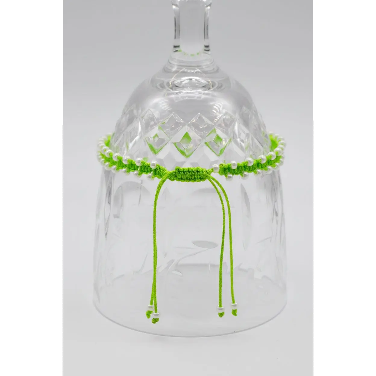 Lime Green Macrame Bracelet or Anklet with Pearlescent White Seed Beads