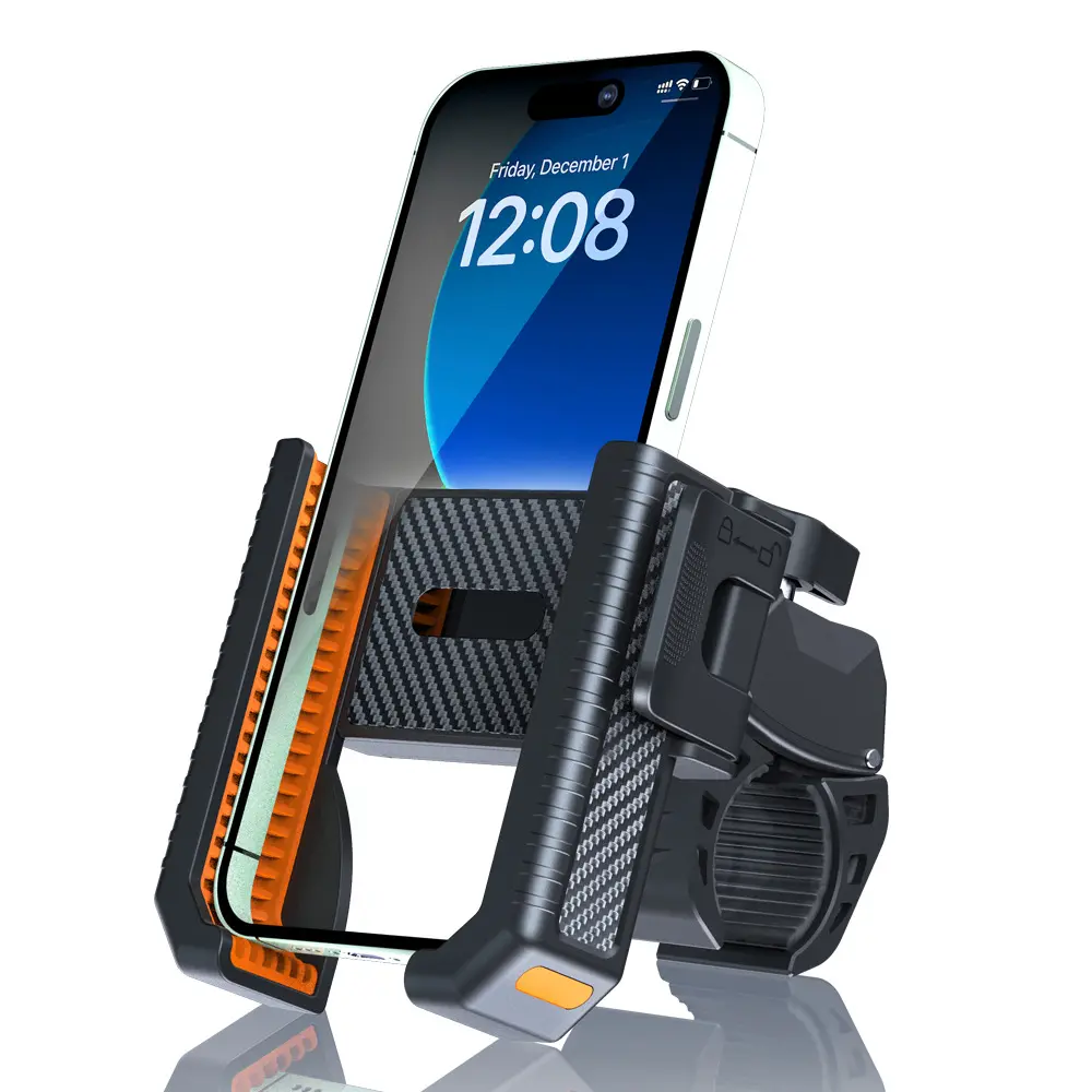 Bike Phone Holder Mount for 4.5"-7" Smartphones, 360° Rotation Handlebar Phone Mount, Quick Release Bicycle Motorcycle Phone Stand with Secure Anti-Shake Grip