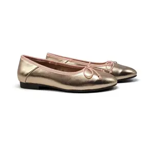 Mamelina Rose Gold Bow Ballet Flats