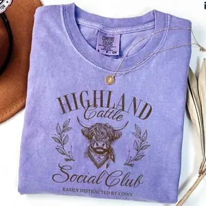 Comfort Colors Highland Cattle Tshirt Highland Cow Social Club Cute Cow Tshirt Farm Love Tee Hairy Scottish Cow