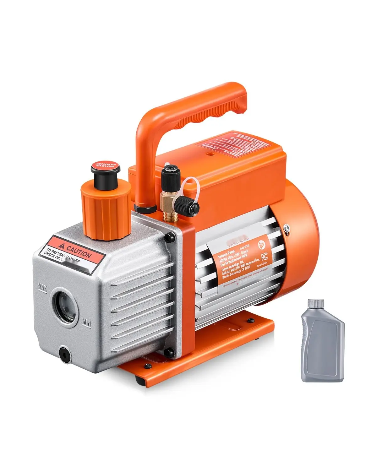 Vacuum Pump 4 CFM For HVAC Systems, Single Stage Rotary Vane Vacuum Pump With Oil Included, Quality Tool For Refrigeration, Auto Maintenance, Automotive Diagnostics, Lab Testing, Low Noise Operation, Durable Construction