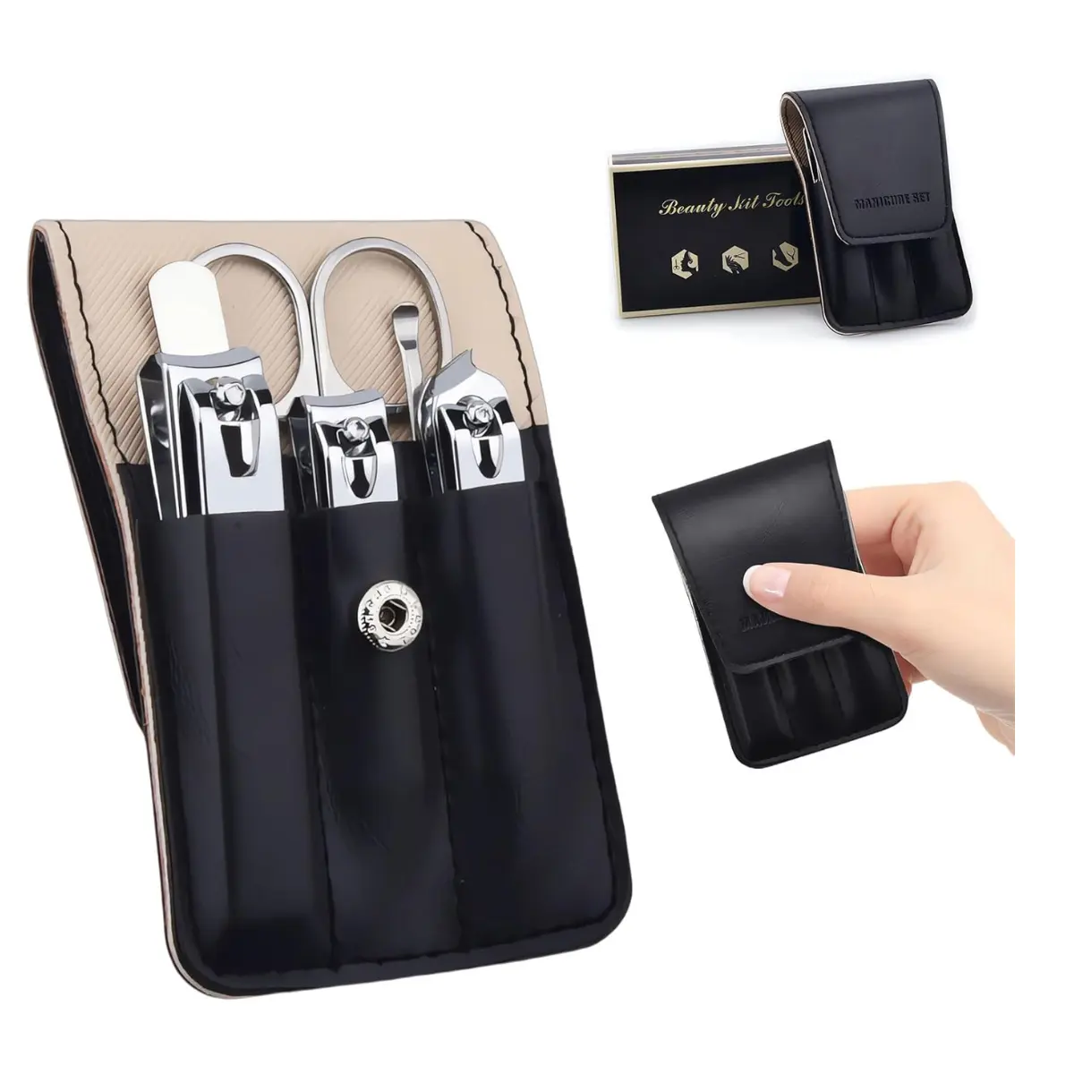 Nail Clipper Set, 6 Pcs Toenail Clippers, Stainless Steel Fingernail Clipper, and PU Leather Manicure Set, Purse Essentials Travel Nail Kit Gift Ideas