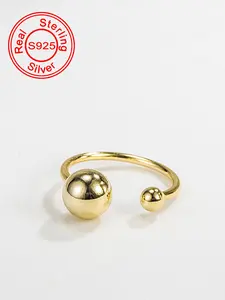 S925 Sterling Silver Ball Decor Ring, Elegant Ring, Fashion Rings, Fashion Jewelry for Party, Daily Clothing Decor, Trendy All-match & Exquisite Jewelry for Birthday Gift