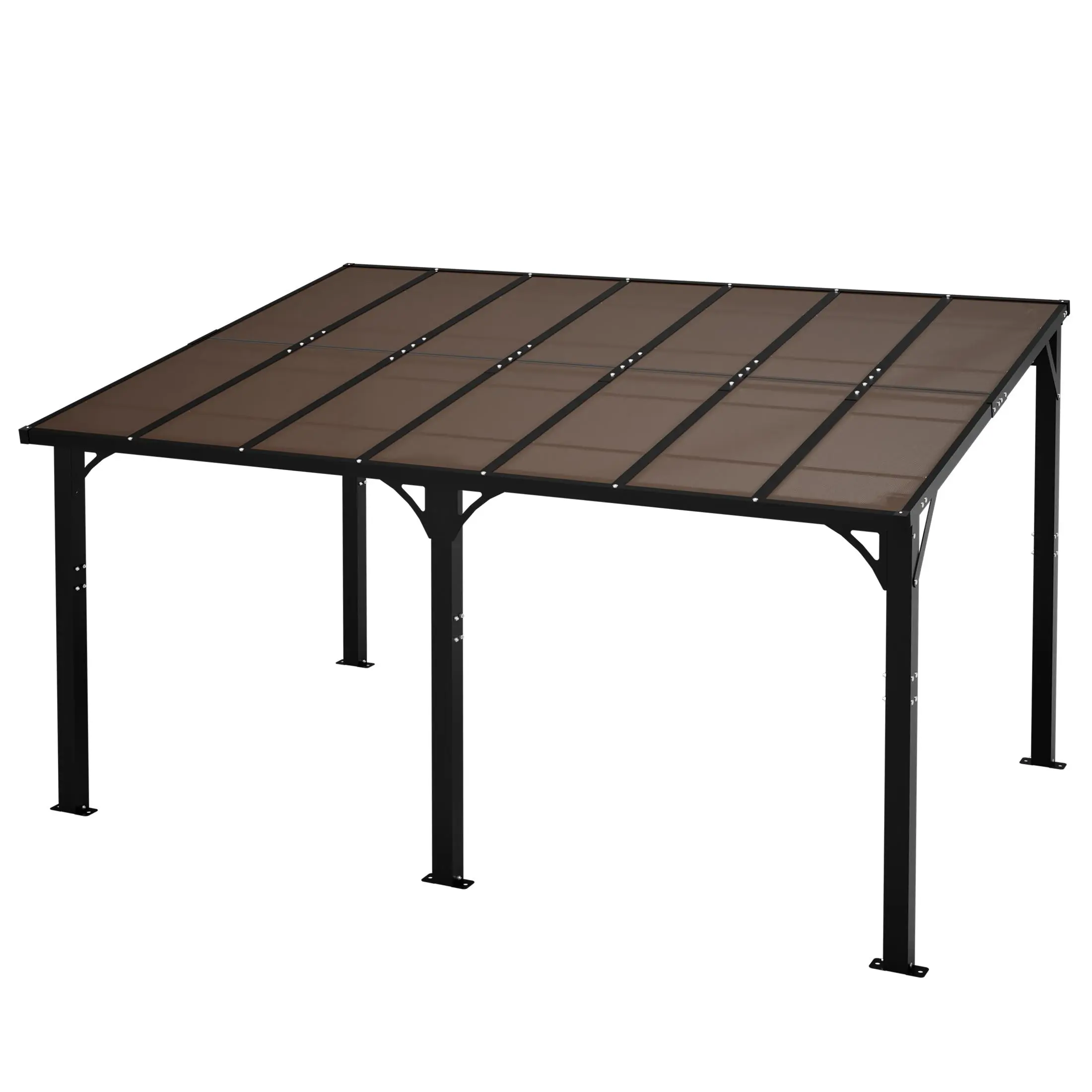 14x10 FT Hardtop Gazebo Heavy Duty Outdoor Pergola with Tinted Polycarbonate Roof, UV & Snow Resistant Rustproof Aluminum Frame, Permanent Patio Shelter