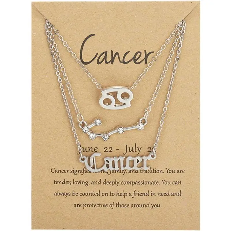 3 count Layered 12 Constellation Zodiac Pendant Necklace Set Retro Paper Card Letter Horoscope Floral Birth Month Clavicle Necklace for Women Friendship Valentine's Day 3 count Layered 12 Constellation Zodiac Pendant Necklace Set Retro Paper Card Letter Horoscope Floral Birth Month Clavicle Necklace for Women Friendship Valentine's Day